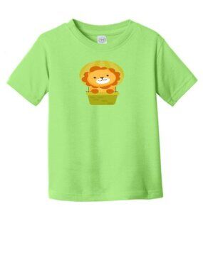 Printed T-shirt, Design Lion, Color Lime Green, Unisex, Age 2, Condition New